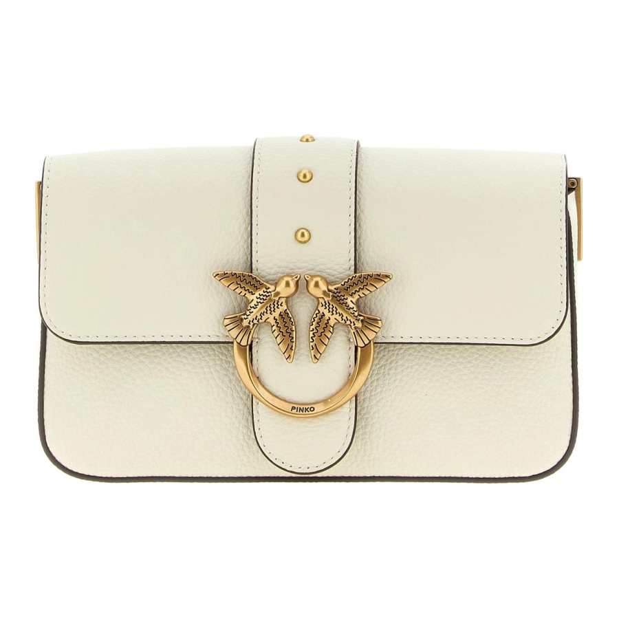 PINKO LOVE Goatskin Crossbody Bags Mini Women's White