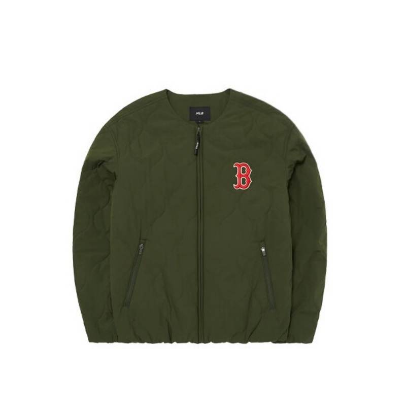 MLB MLB Puffer Jackets Men's Khaki Crew Neck Thin Quilted Padded Jacket
