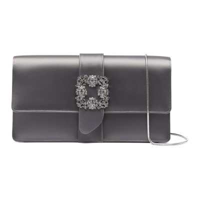 MANOLO BLAHNIK Viscose Clutch Women's Gray
