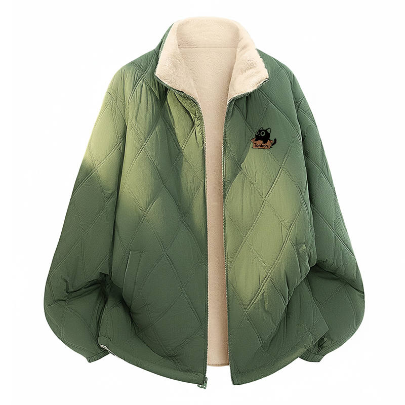 Tonlion Puffer Jackets Unisex Stand Collar Fleece Lined Puffer Jacket
