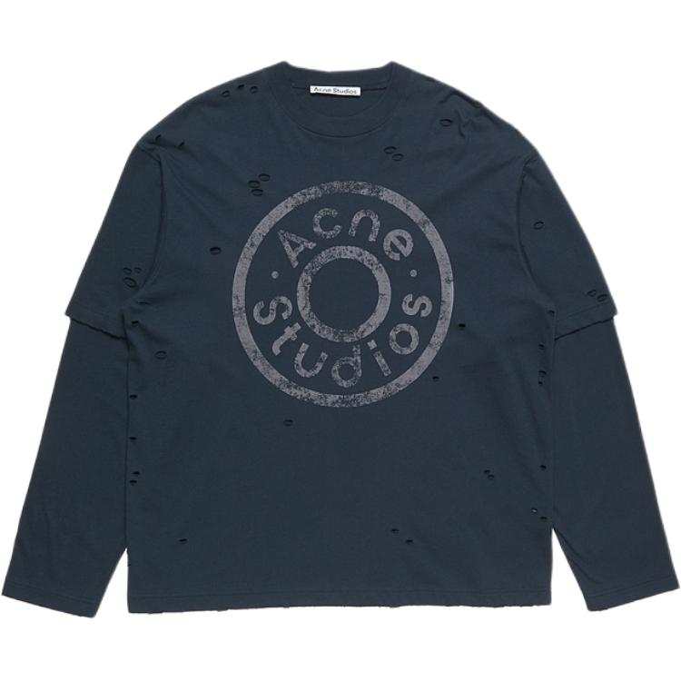 Acne Studios Acne Studios layered logo-print distressed T-shirt