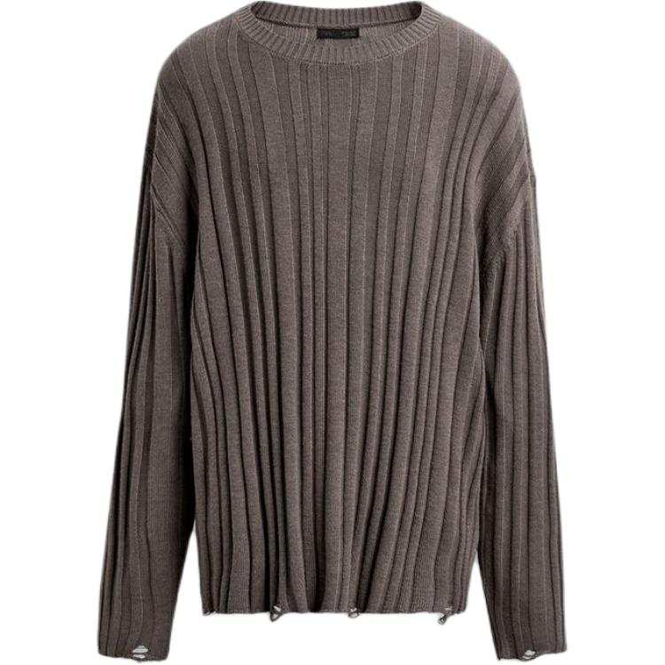 ZARA Knitwear Men's Brown Crew Neck Moderate