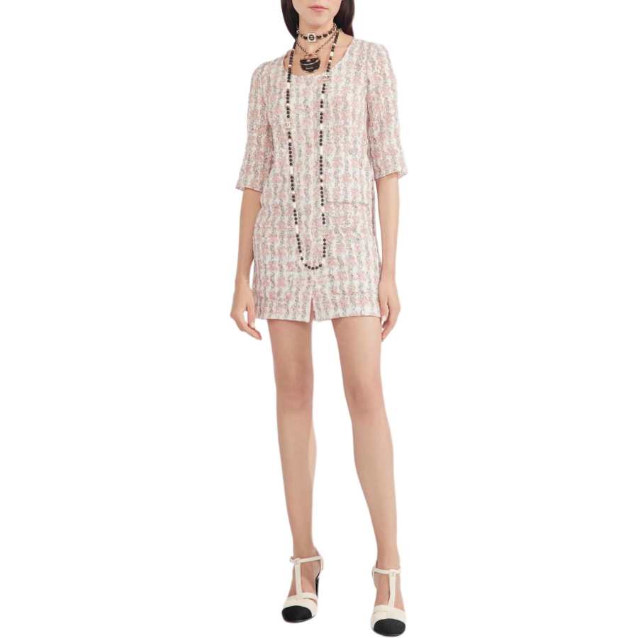 CHANEL 23 Spring Summer Long Sleeved Dress Women's Pink