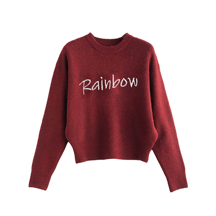 Tonlion Knitwear Women's Dark Red Crew Neck Moderate Base Layer