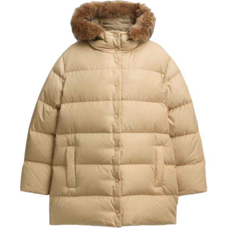 COACH Down Jackets Women's Beige Hooded Moderate Other