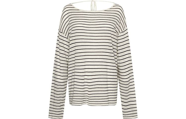 URBAN REVIVO Knitwear Women's Ecru Stripes Crew Neck Moderate