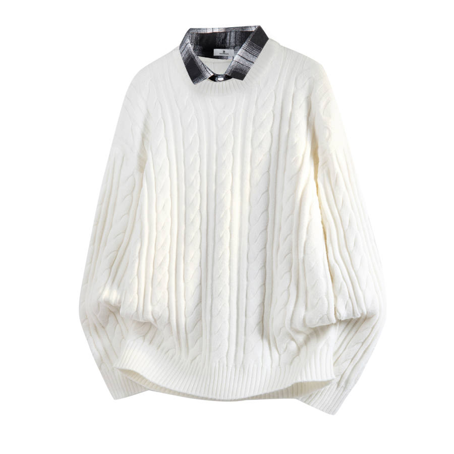 PAL ONGACO Sweaters Unisex Shirt Collar Moderate Mock Two Piece