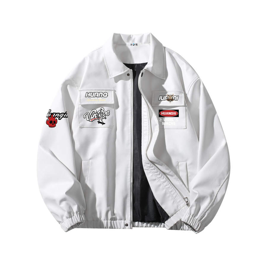 HUANQIU Leather Jackets Unisex Lapel Moderate
