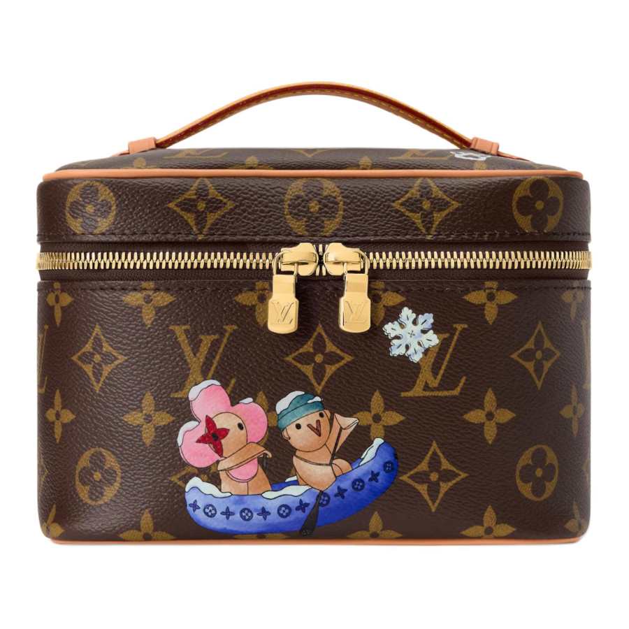 LOUIS VUITTON Nice Monogram Coated Canvas Makeup Bag Handbag Mini Women's Brown