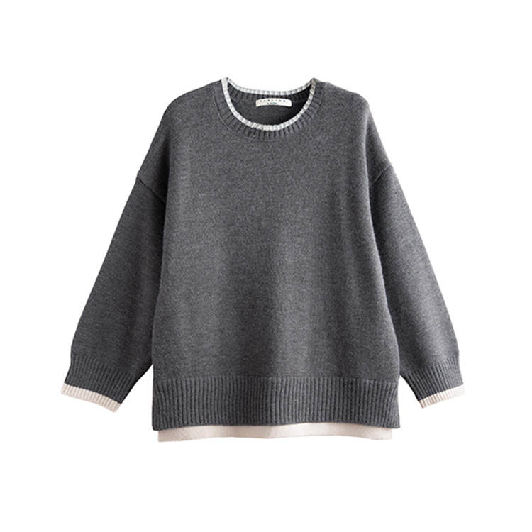 Tonlion Knitwear Women's Medium Heather Gray Crew Neck Moderate