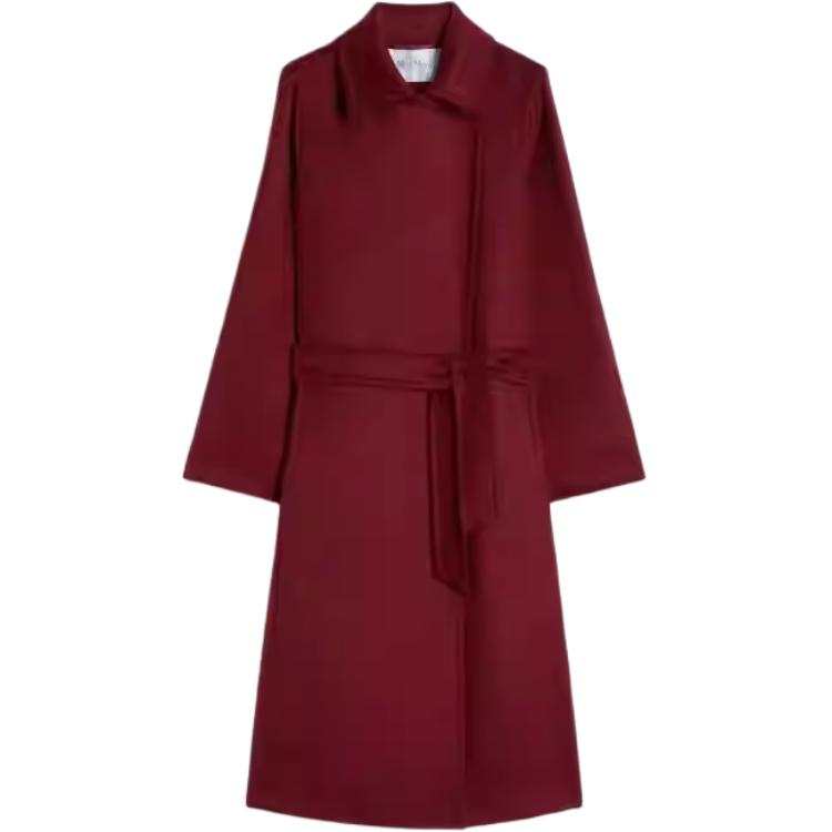 MaxMara Coats Women's Berry Red Lapel Moderate Straight Fit
