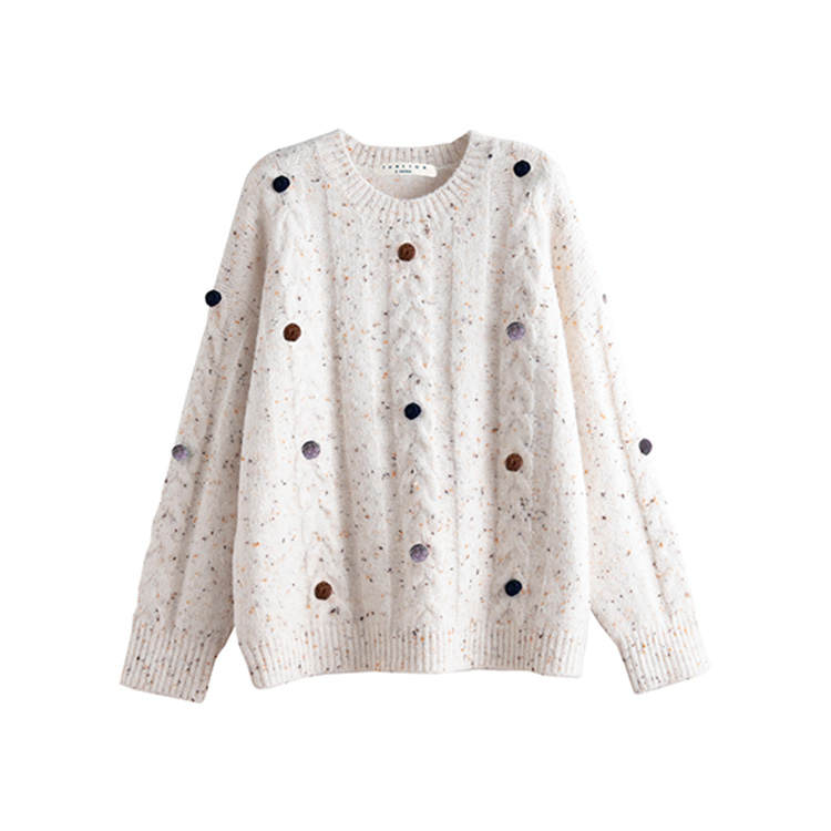 Tonlion Sweaters Women's White Tone Crew Neck Moderate Base Layer