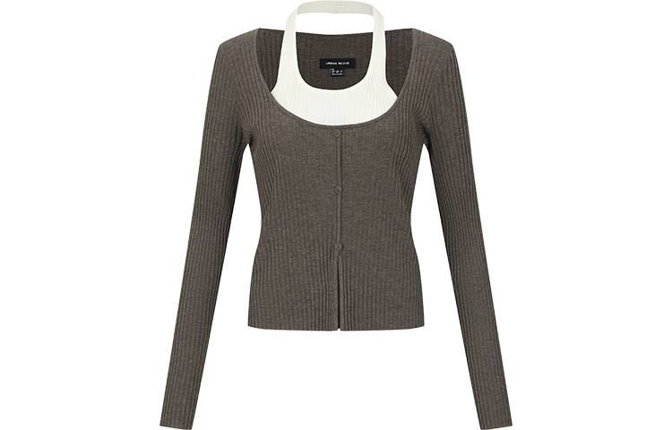 URBAN REVIVO Knitwear Women's Coffee Square Collar Moderate