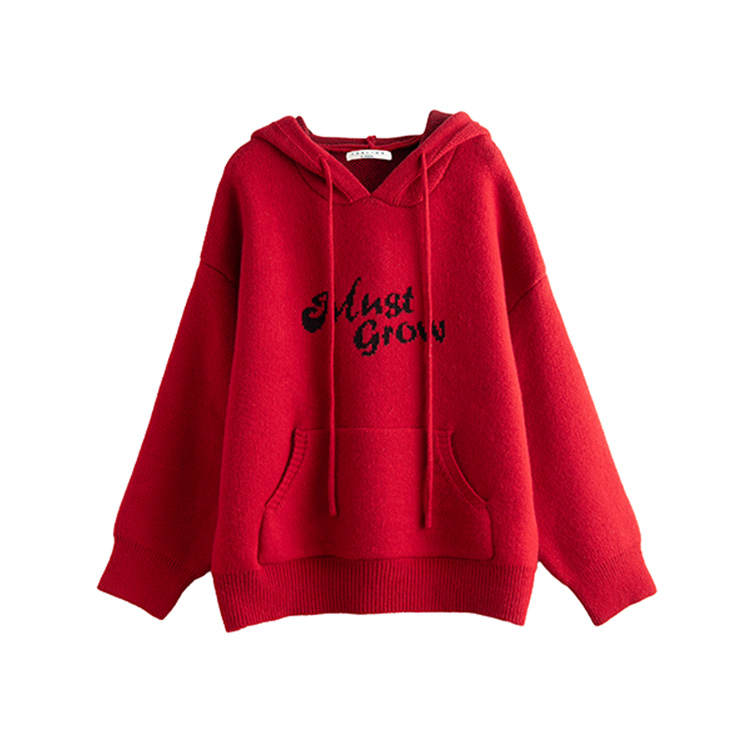 Tonlion Sweaters Women's Dark Red Hooded Moderate Other