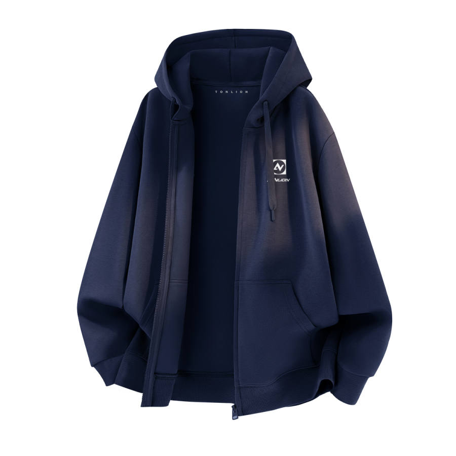 Tonlion Sweatshirts Unisex Hooded Moderate Cardigan