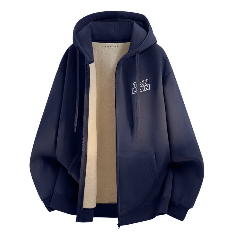 Tonlion Sweatshirts Unisex Hooded Thickened Cardigan