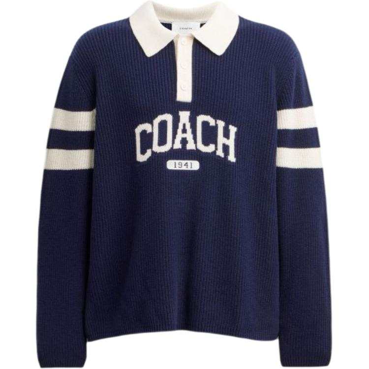 COACH Polo Shirts Men's Navy Polo Collar Moderate Other