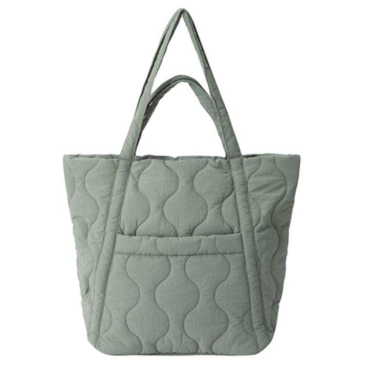 MUJI Polyamide One Shoulder Handbag Women's Black/Ivory White/Khaki Green