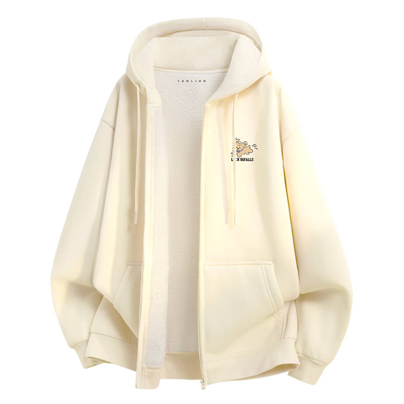 Tonlion Sweatshirts Unisex Hooded Thickened Cardigan