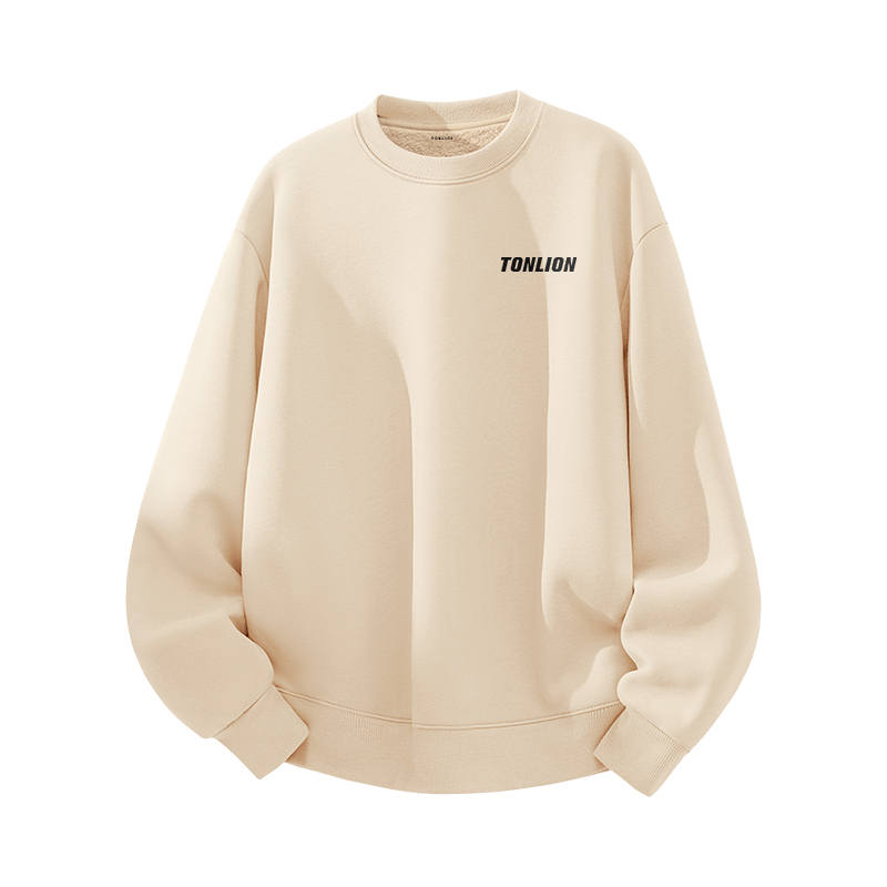 Tonlion Sweatshirts Unisex Crew Neck Thickened Regular