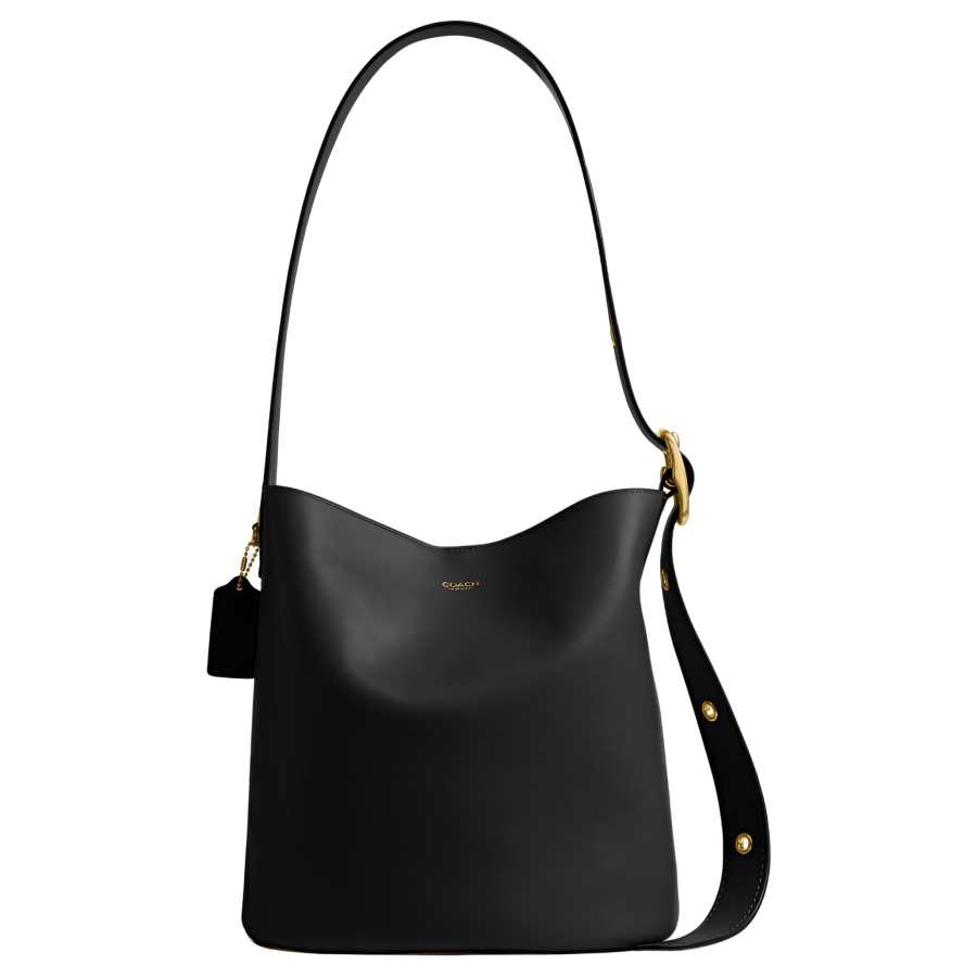 COACH Bleecker Cow Leather Bucket Bag, Combo Bag, Crossbody Bag, Shoulder Bag Large Women's Black