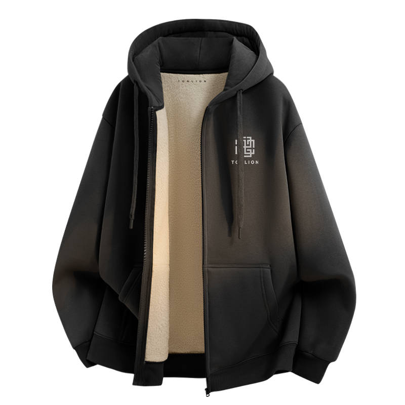 Tonlion Sweatshirts Unisex Hooded Thickened Cardigan