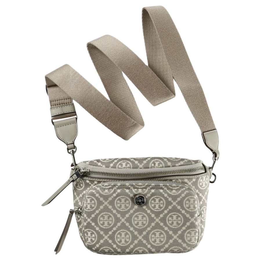 TORY BURCH T Monogram Cotton Crossbody Bag, Fanny Pack Mini Women's Gray