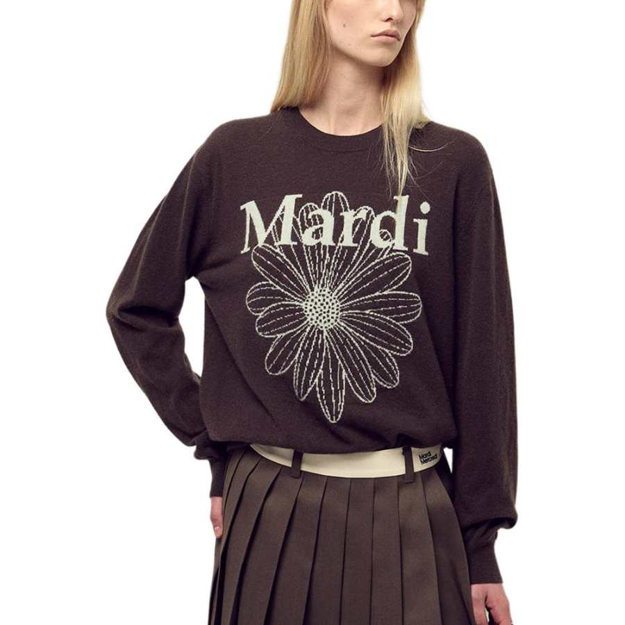 MARDI MERCREDI FW25 CASHMERE CREW NECK FLOWERMARDI_BROWN MINT Sweater Women's