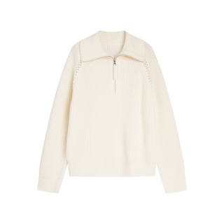 ELLE Knitwear Women's Ecru Lapel Moderate