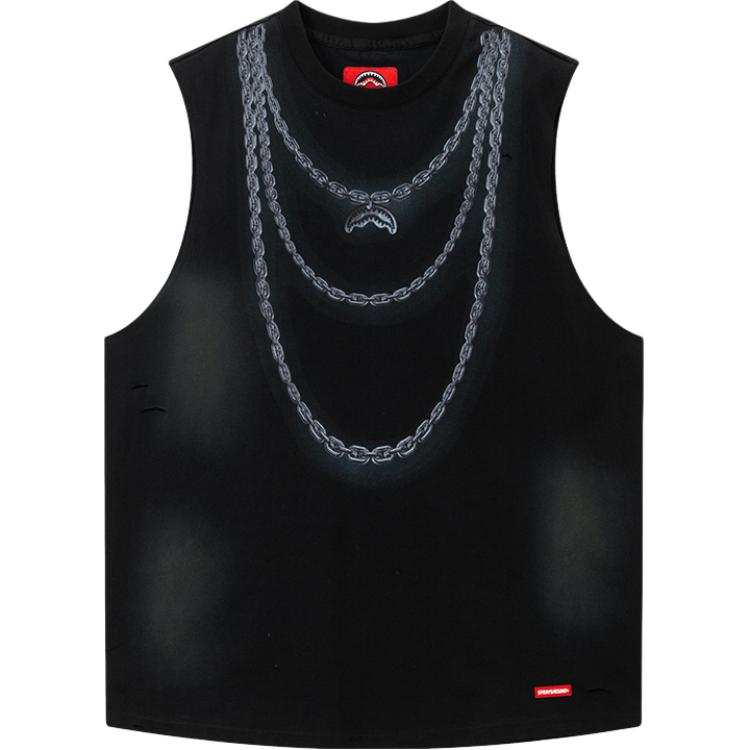 SPRAYGROUND Tank Tops Men's Black Crew Neck Moderate