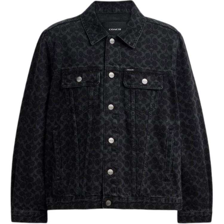 COACH Denim Jackets Men's Black Lapel Moderate Other