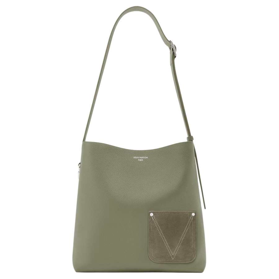 LOUIS VUITTON LV Touch Calfskin Crossbody Bag, Shoulder Bag Men's Khaki Green