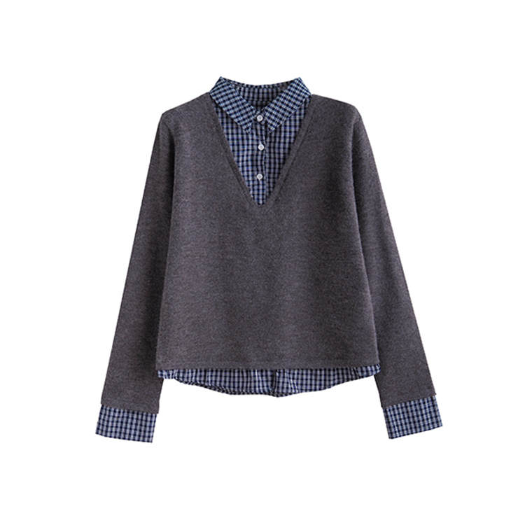 Tonlion Knitwear Women's Gray Tone Lapel Moderate Base Layer