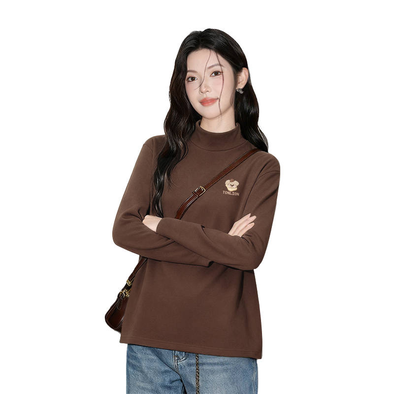 Tonlion T Shirts Women's Half Turtleneck Moderate Straight Fit