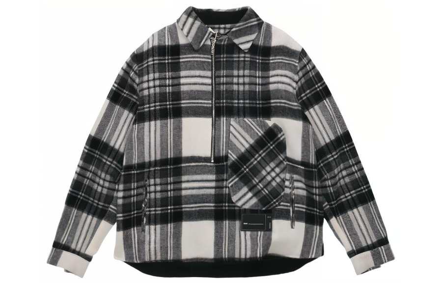 WE11DONE WE11DONE half-zip plaid wool shirt