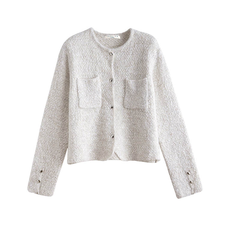 Tonlion Furs Women's Light Beige Apricot Crew Neck Thin