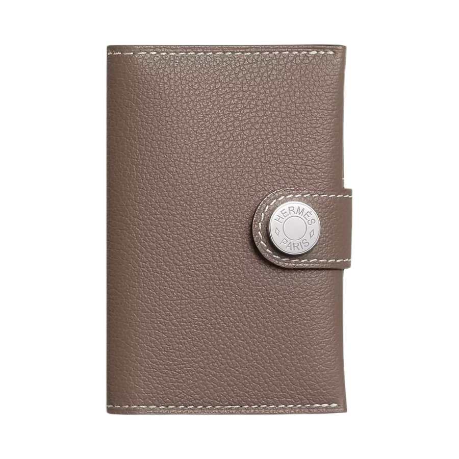 HERMES R.M.S Evercolor Calfskin Card Holder Men's 18 Etoupe Elephant Gray