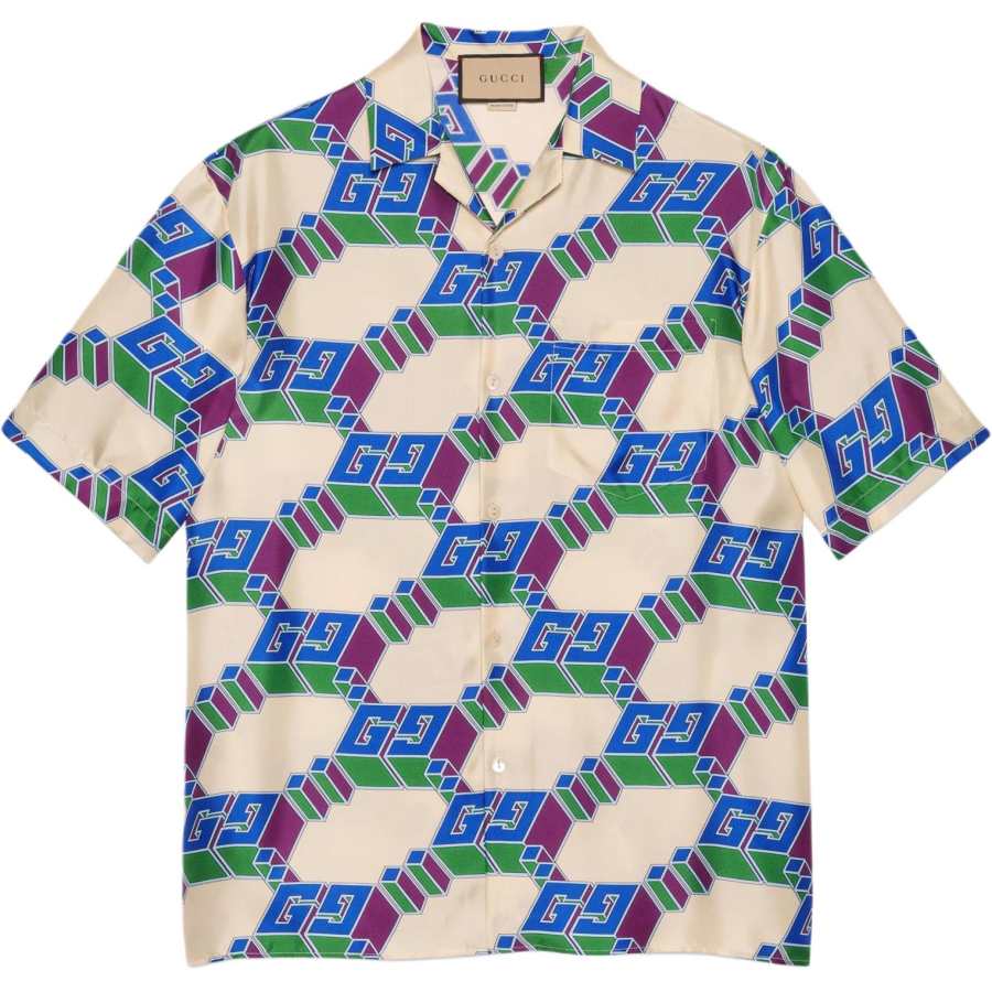 GUCCI 3D Gg Print Silk Shirt