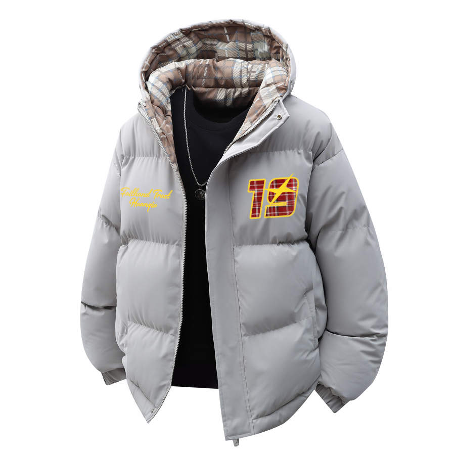 HUANQIU Puffer Jackets Unisex Hooded Thickened Padded Puffer Jacket