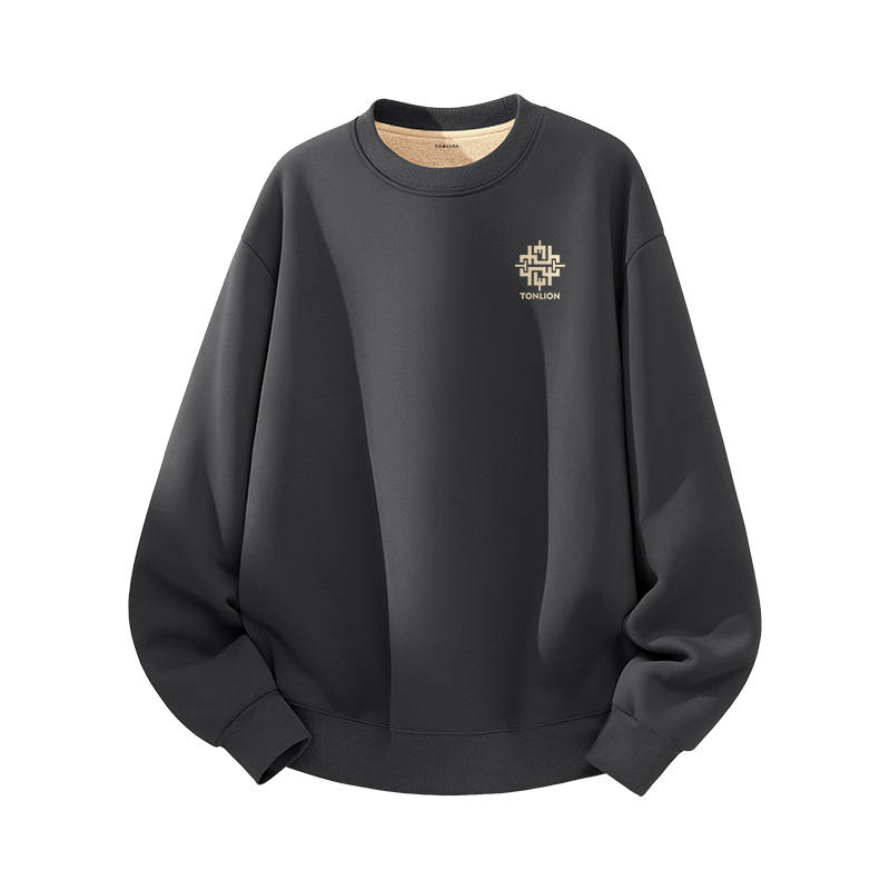 Tonlion Sweatshirts Unisex Crew Neck Thickened Regular