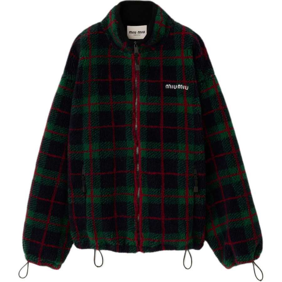 MIU MIU Miu Miu checked zipper jacket