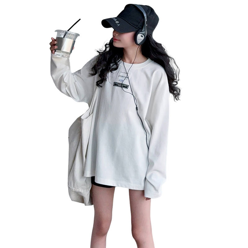 Lanza Casual Sweatshirt Winter Thickened And Fleece Lined Trendy Label Top White Teenagers