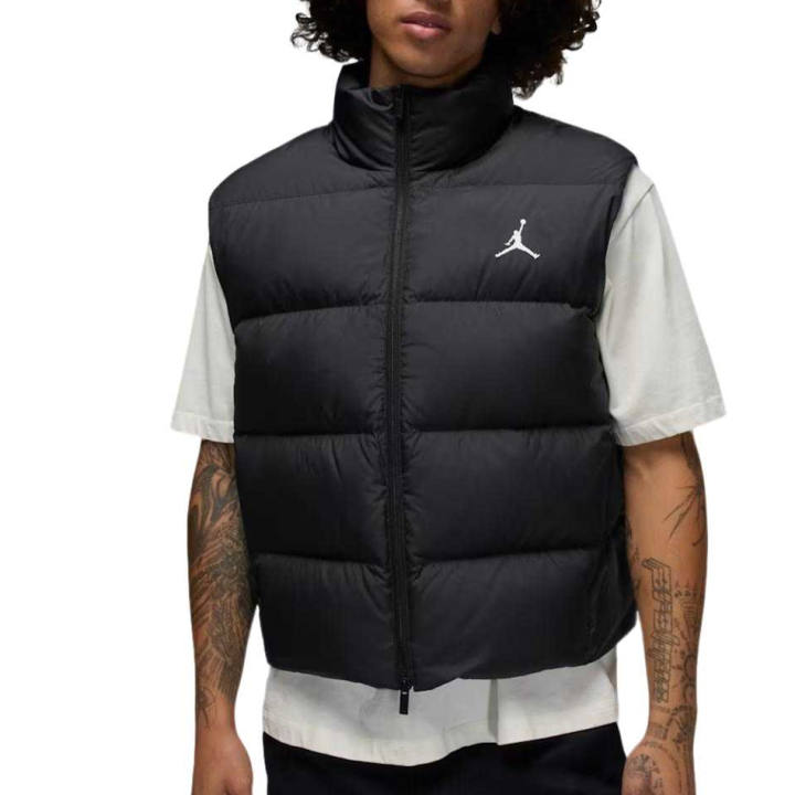 Jordan Jordan Flight Down Vests Men's Black/White Stand Collar Moderate Other