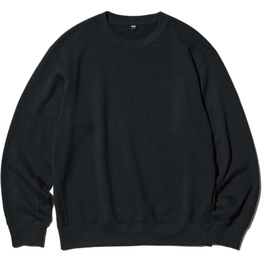 UNIQLO Sweatshirts Unisex Black Crew Neck Moderate