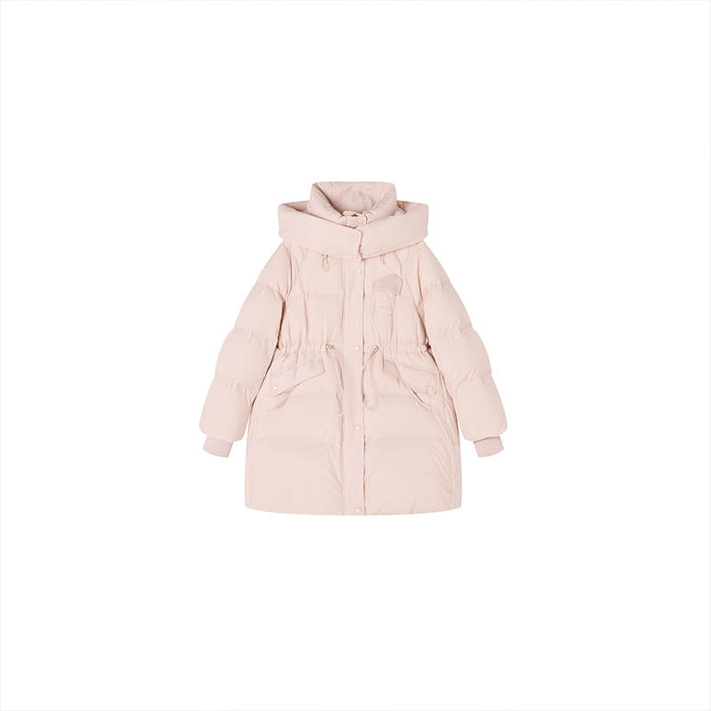 XIANGYING Down Jackets Women's Light Pink Moderate Puffer Jacket