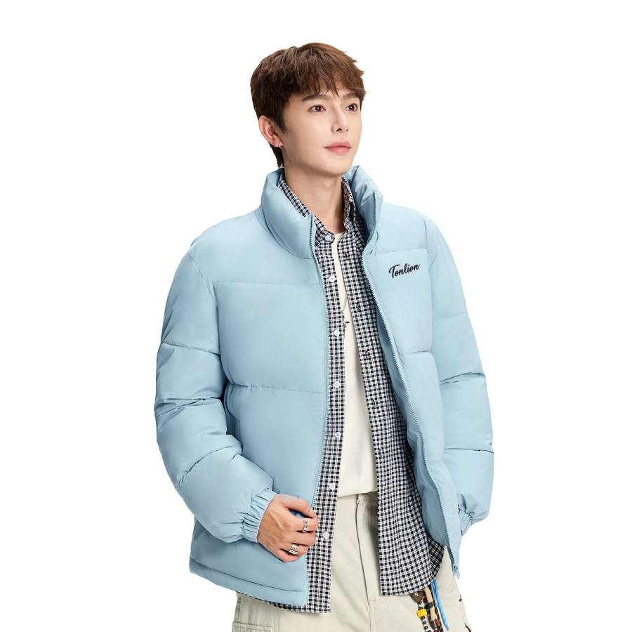 Tonlion Puffer Jackets Unisex Stand Collar Fleece Lined Padded Puffer Jacket