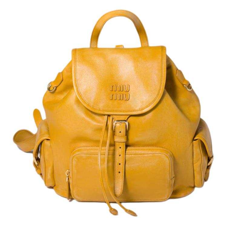 MIU MIU Leather Backpack Women's Whiskey Color