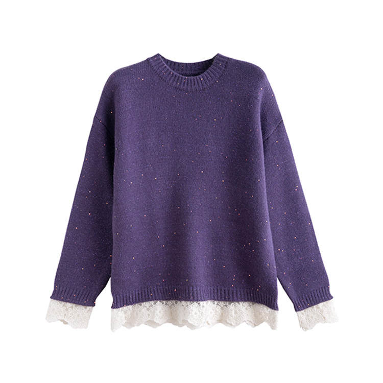 Tonlion Knitwear Women's Purple Crew Neck Moderate Base Layer