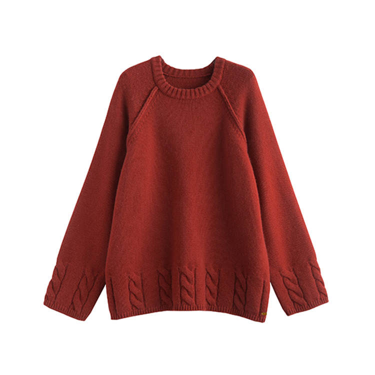Tonlion Knitwear Women's Dark Red Crew Neck Moderate Base Layer