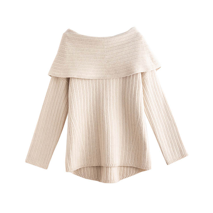 Tonlion Knitwear Women's Apricot Beige Boat Neck Moderate Base Layer